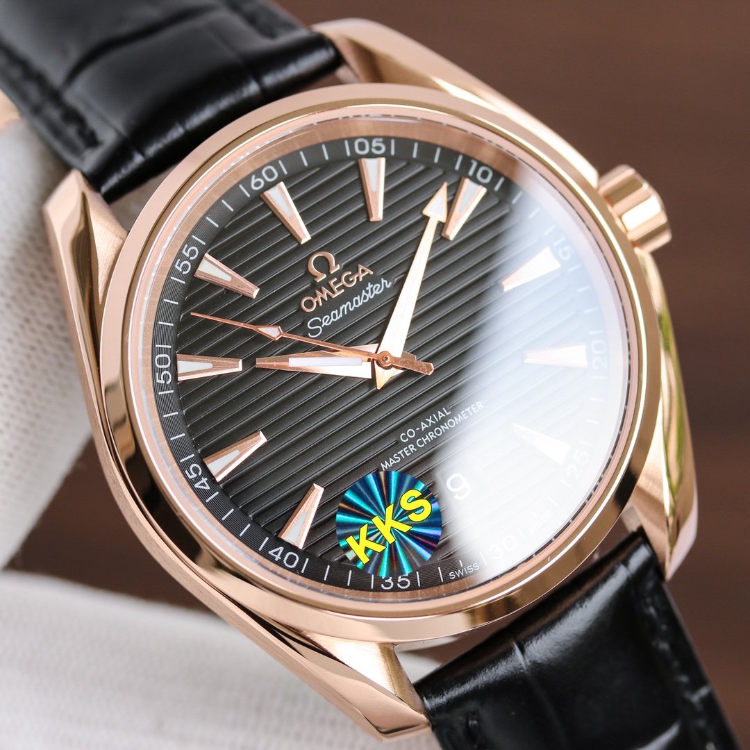 SEAMASTER AQUA TERRA 41MM ROSE GOLD CASE LEATHER STRAP