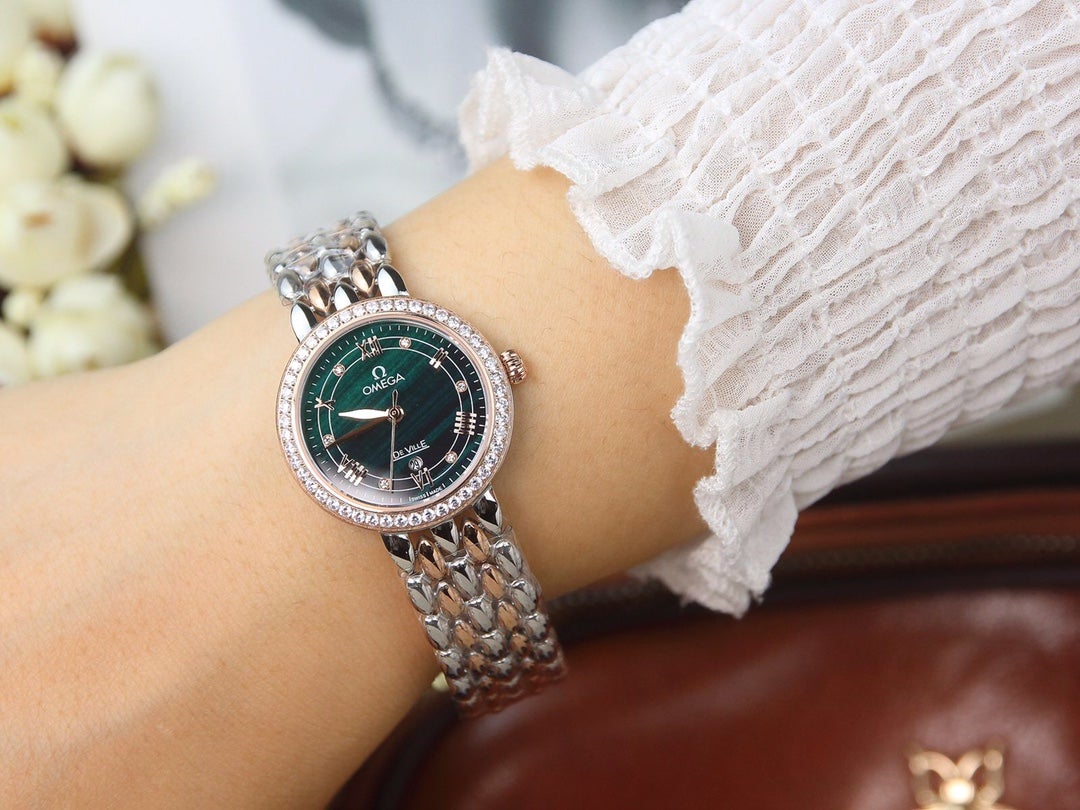 DEVILLE LADYMATIC 29MM TWO TONE BLUE DIAL DIAMOND BEZEL