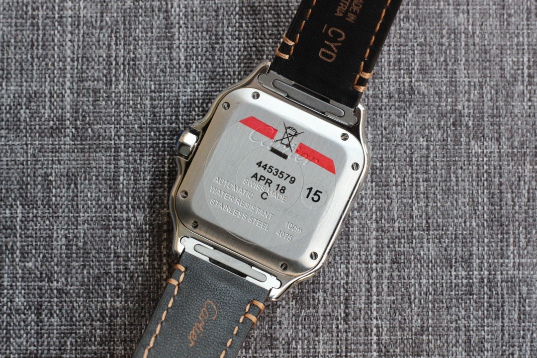 SANTOS 34MM STEEL CASE BROWN LEATHER