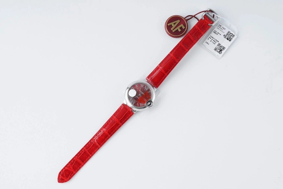 BALLON BLEU 33MM AUTOMATIC RED DIAL LEATHER 2021
