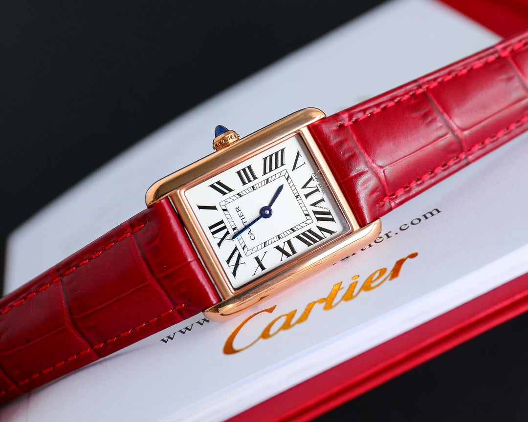 TANK MUST SMALL PINK GOLD LEATHER STRAP WHITE DIAL