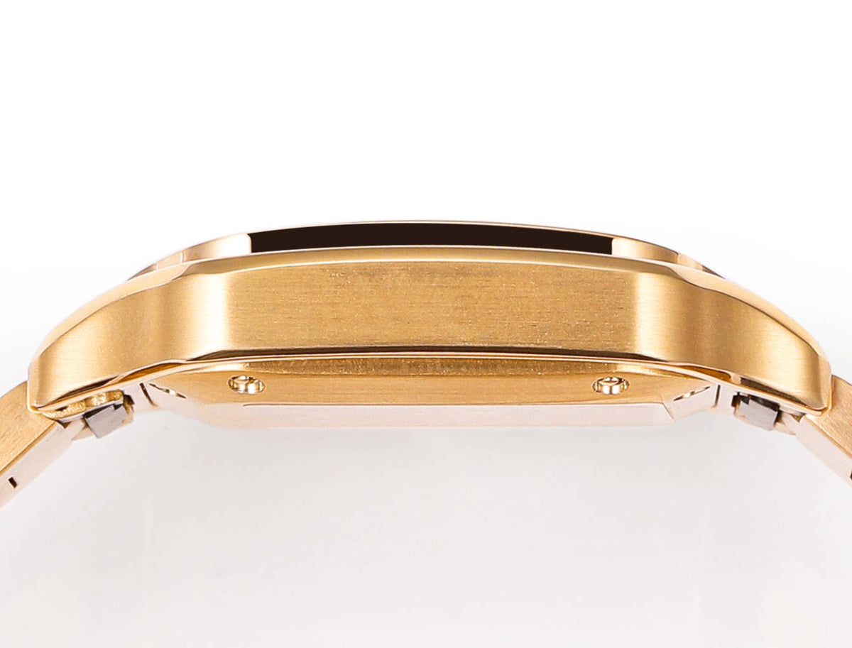SANTOS LADY 35.1MM GOLD CASE GOLD DIAL DIAMOND BEZEL