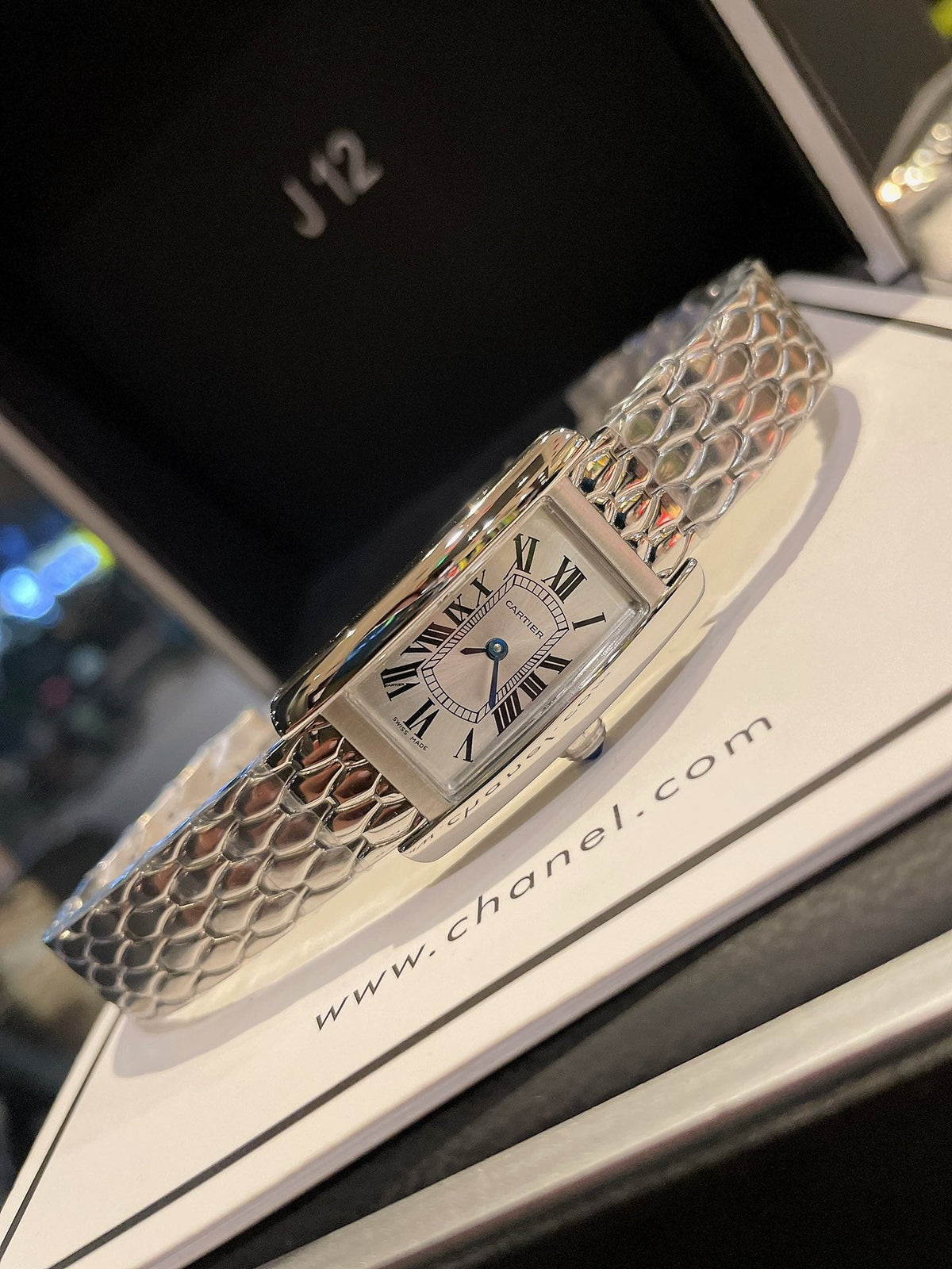 Cartier Tank American 19mm Silver Blue
