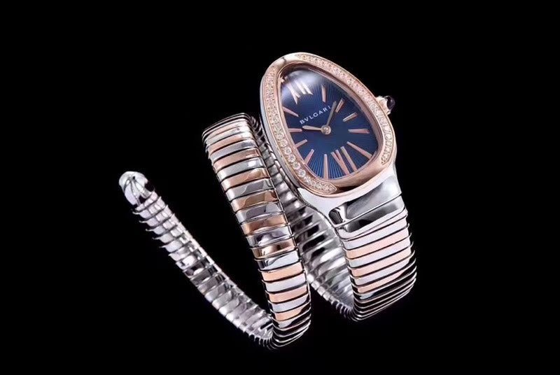 SERPENTI TUBOGAS 35MM PINK GOLD SILVER DIAMOND BEZEL