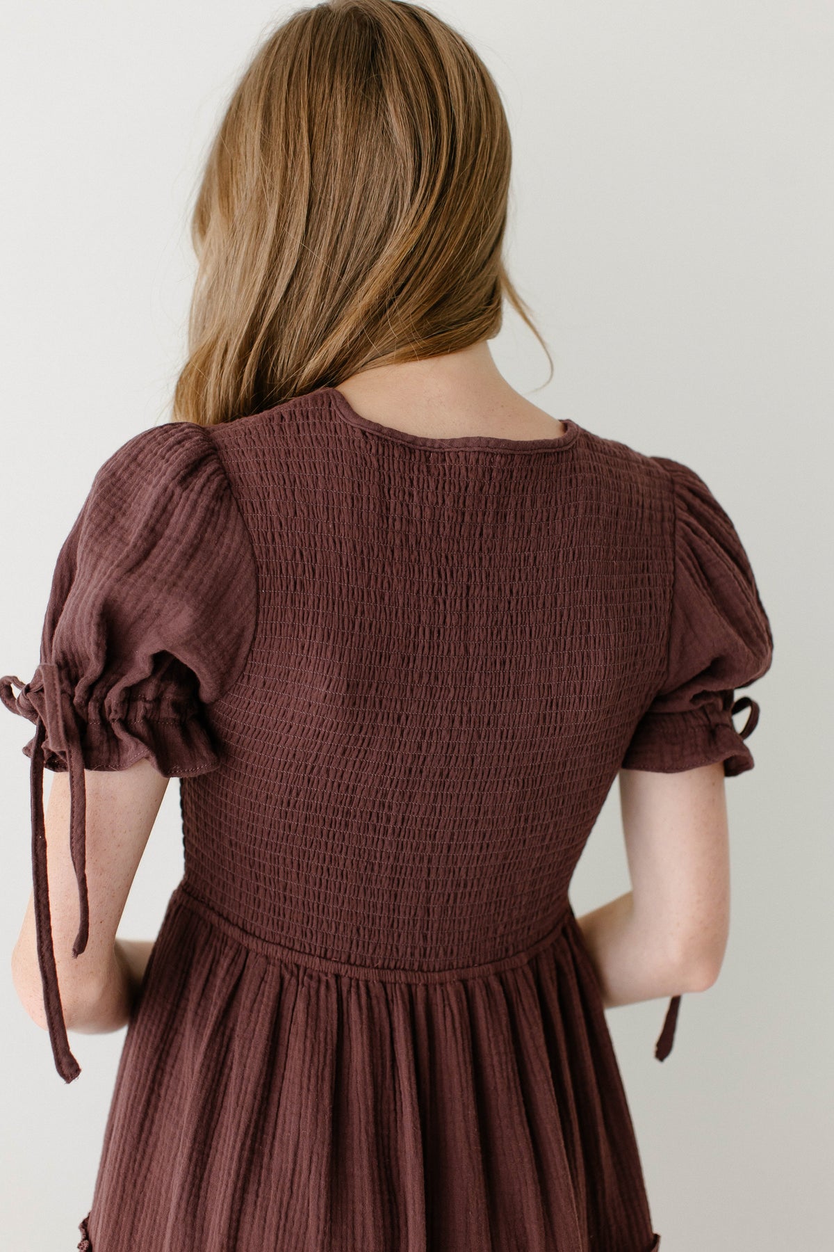 'Adriel' Cotton Gauze Smocked Bodice Midi Dress