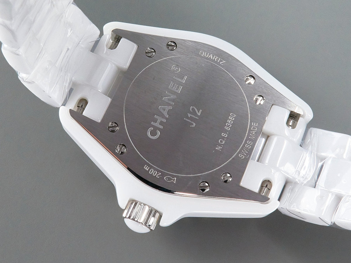 J12 Date Quartz White Ceramic Black Numerals White Dial