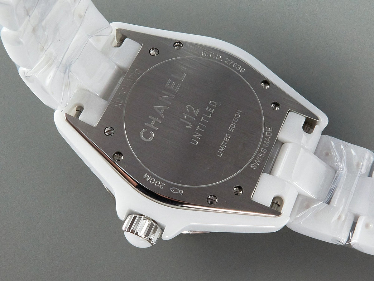 J12 38mm Automatic Limited Untitled H5582 White Ceramic Black White Dial
