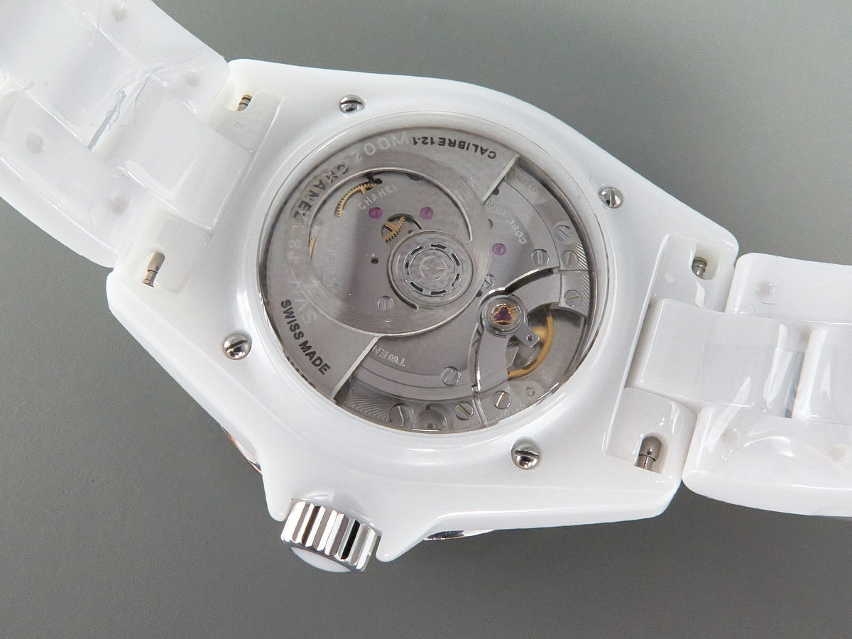 J12 Automatic White Ceramic White Numerals Black White Hands White Dial