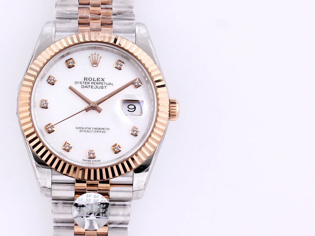 DATEJUST 41MM TWO-TONE WHITE DIAL DIAMOND NUMERAL