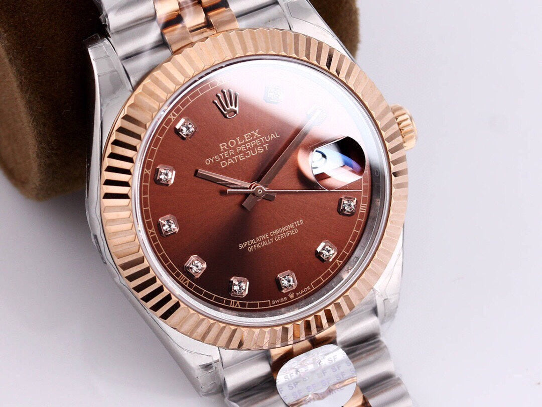 DATEJUST 41 ROSE GOLD STEEL CHOCOLATE DIAMOND DIAL