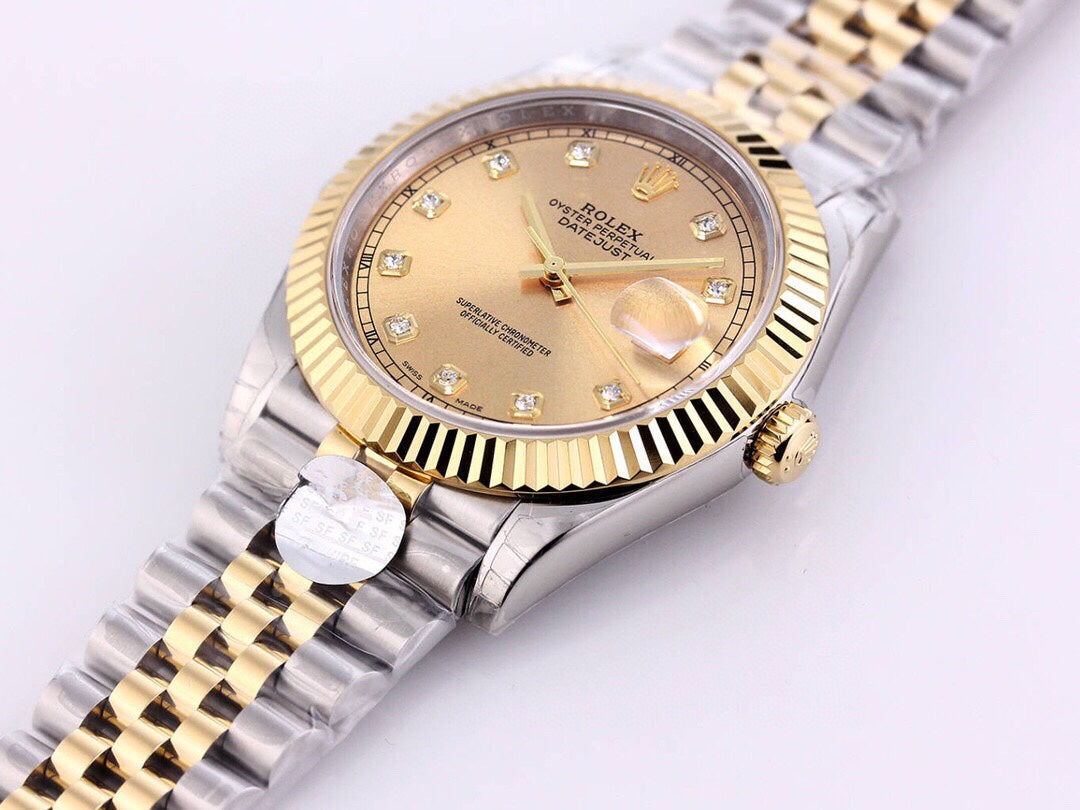 DATEJUST 41 TWO-TONE YELLOW DIAL DIAMOND NUMERALS