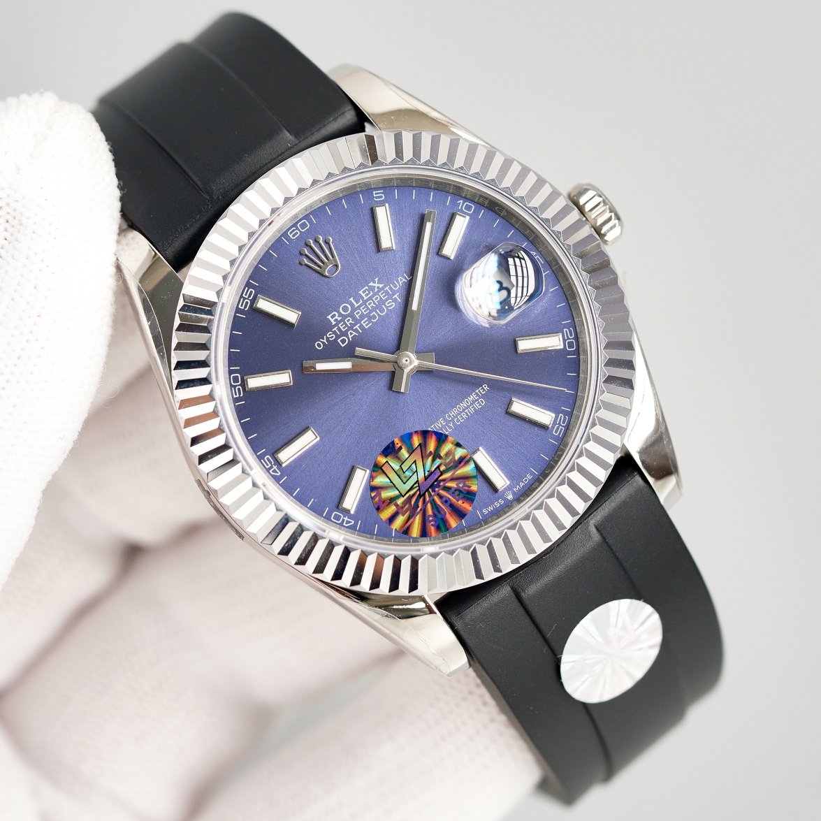 DATEJUST II 41MM STAINLESS STEEL BLUE DIAL RUBBER STRAP