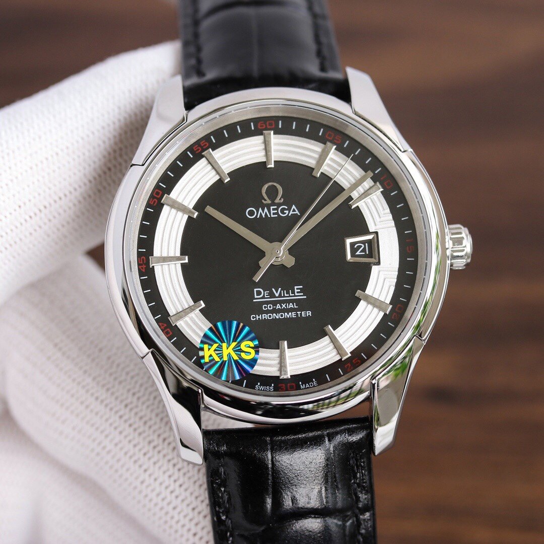 DE VILLE HOUR VISION 41MM STEEL CASE LEATHER STRAP