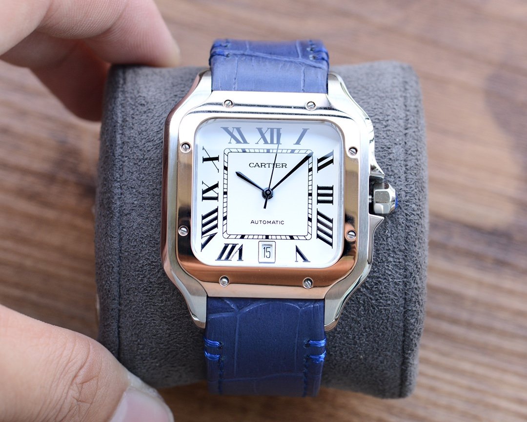 SANTOS DE CARTIE 39MM GOLD STEEL CASE LEATHER STRAP