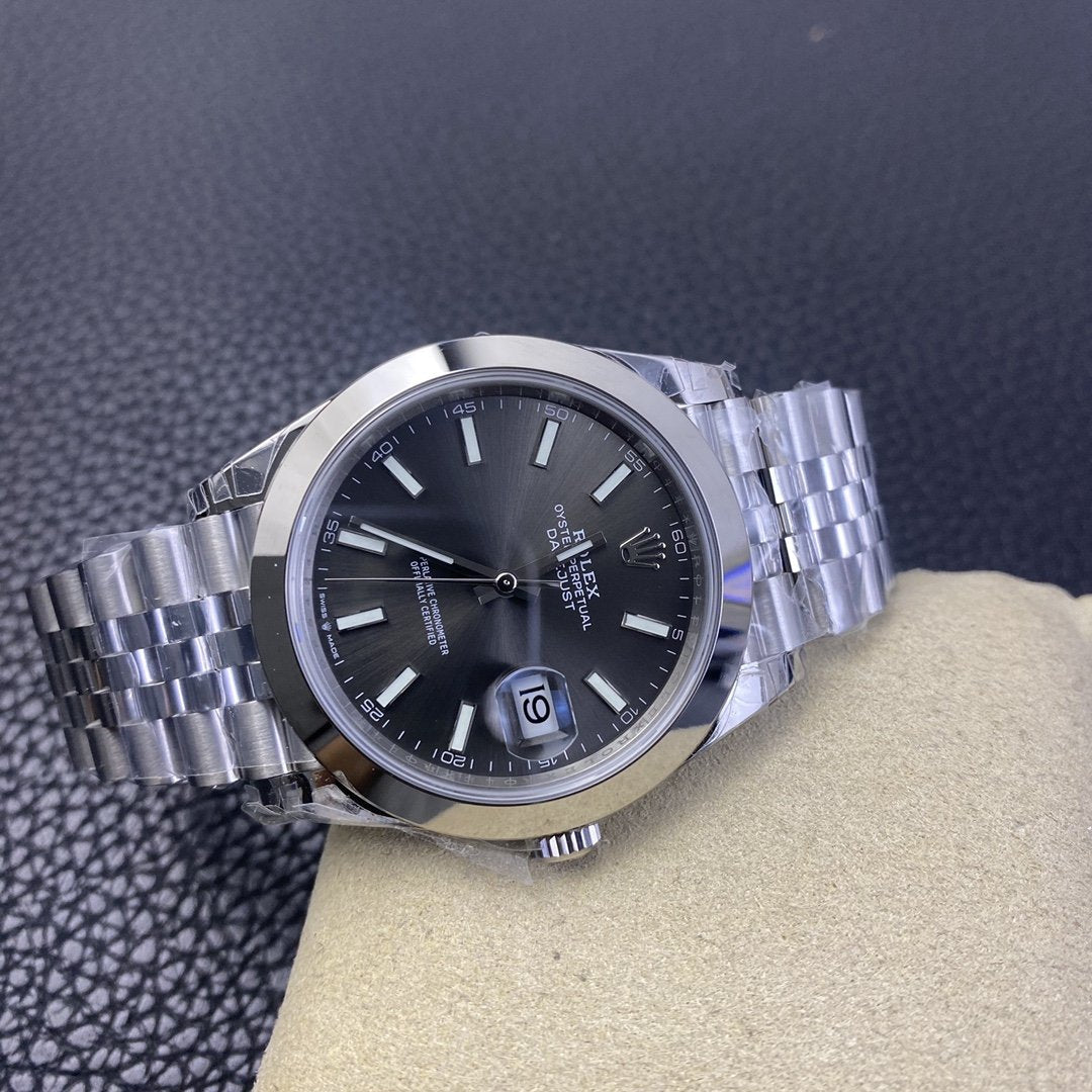 DATEJUST 41MM SMOOTH BEZEL GREY DIAL JUBILEE BRACELET