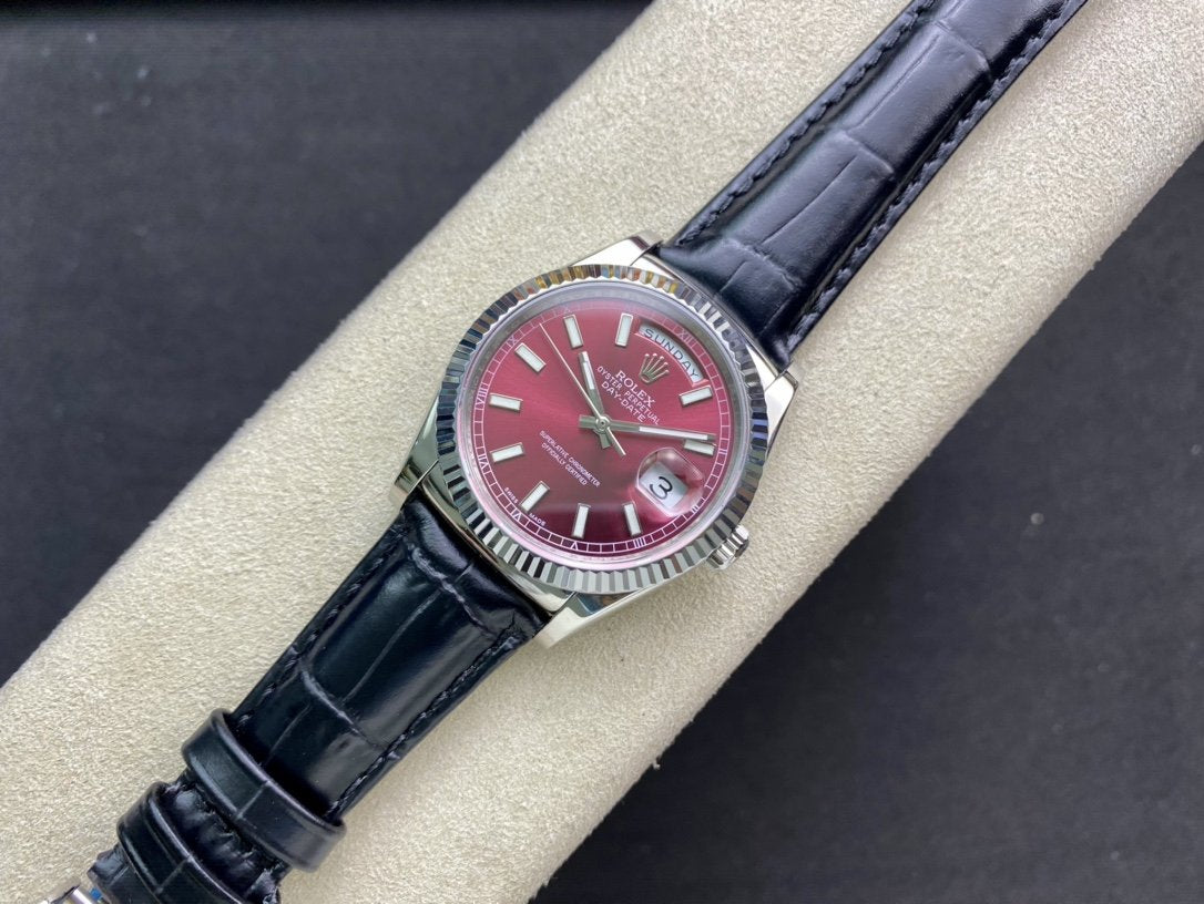 DAY-DATE 41MM STAINLESS STEEL RED DIAL