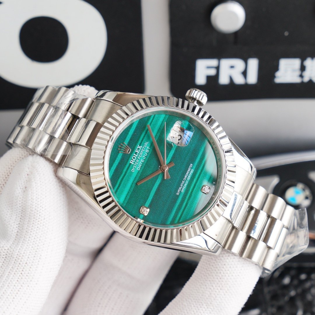 DATEJUST 41 STAINLESS STEEL CUSTOM BLUE EMERALD DIAL