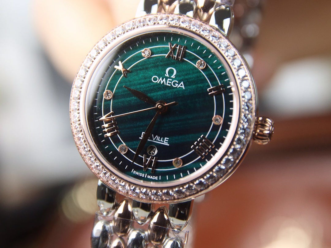 DEVILLE LADYMATIC 29MM TWO TONE BLUE DIAL DIAMOND BEZEL