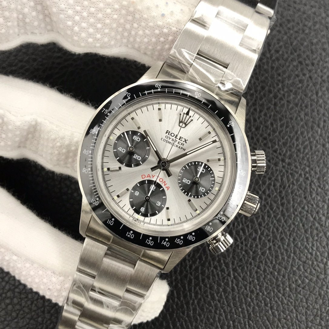 DAYTONA 38MM VINTAGE BLACK BEZEL SILVER DIAL
