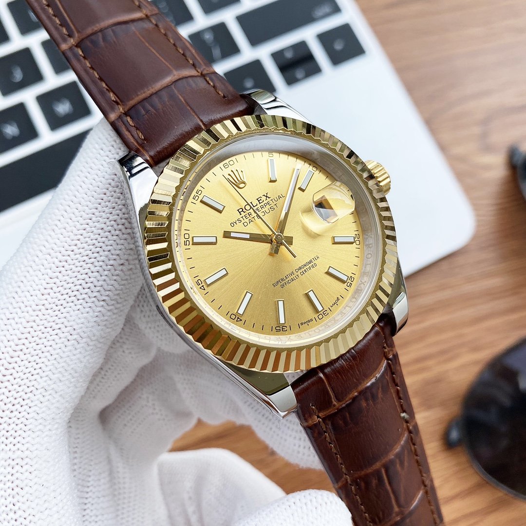 DATEJUST 41 STAINLESS STEEL LEATHER STRAP