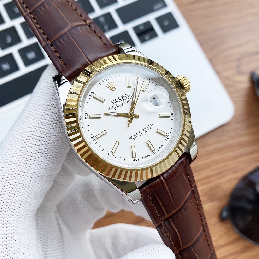DATEJUST 41 STAINLESS STEEL LEATHER STRAP