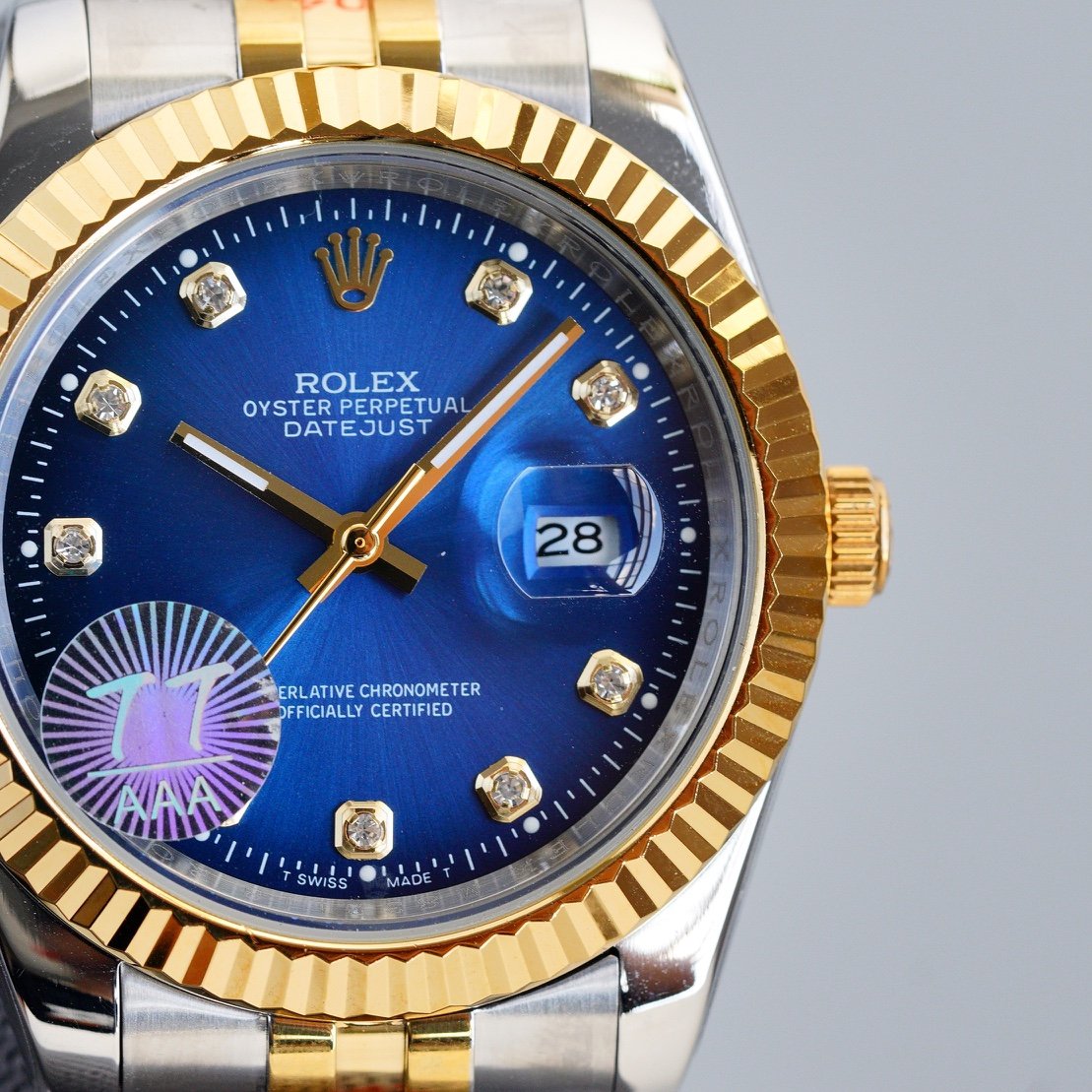 DATEJUST 41MM TWO TONE BLUE DIAL DIAMOND NUMERALS