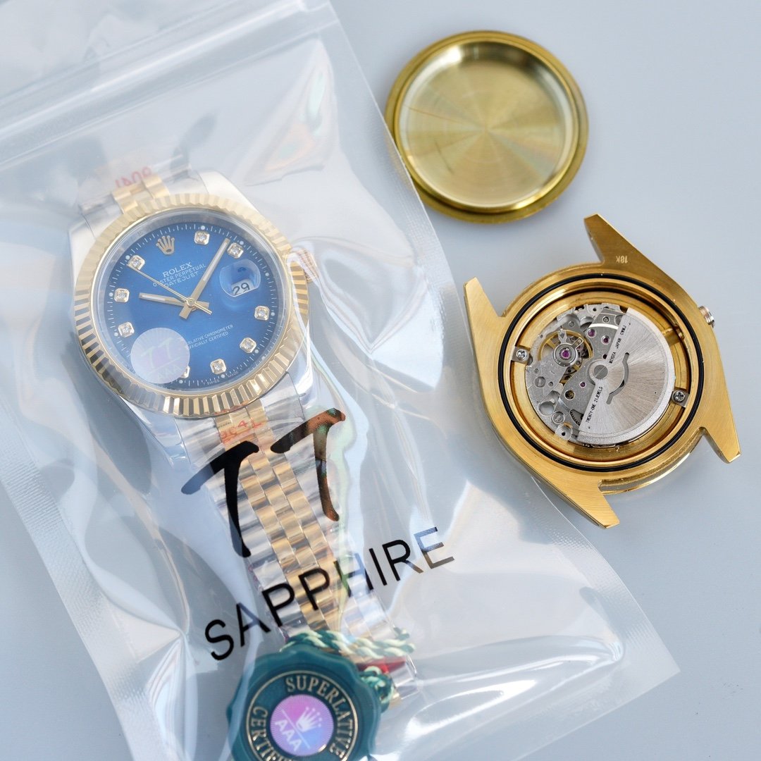 DATEJUST 41MM TWO TONE BLUE DIAL DIAMOND NUMERALS
