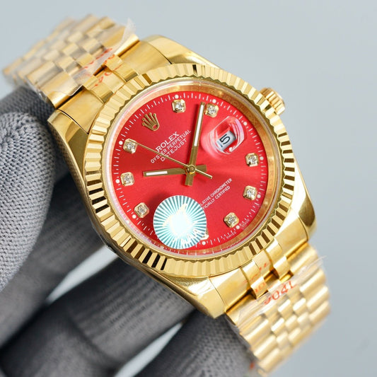 DATEJUST 41MM GOLD RED DIAL JUBILEE BRACELET