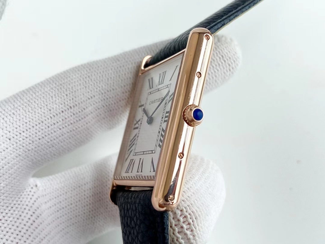 TANK SOLO QUARTZ GOLD CASE CALF SKIN