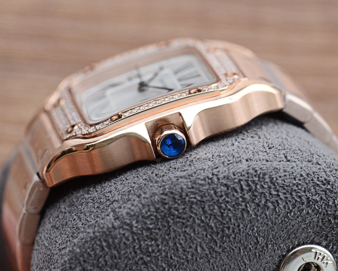 SANTOS LADY 35MM QUARTZ 35MM ROSE GOLD DIAMOND