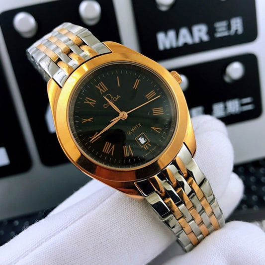 DE VILLE 33MM QUARTZ GOLD STEEL BLACK DIAL