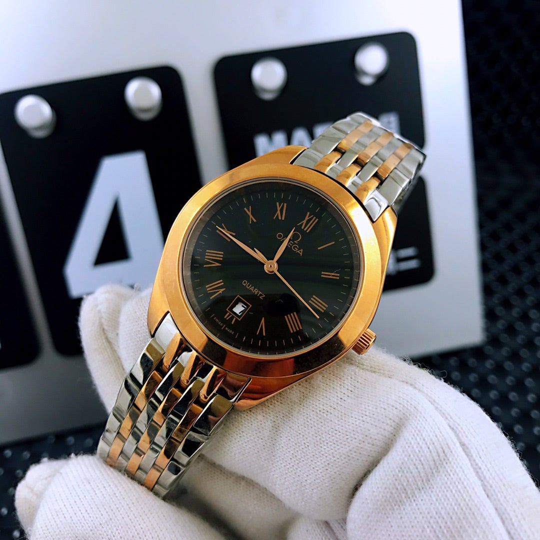 DE VILLE 33MM QUARTZ GOLD STEEL BLACK DIAL