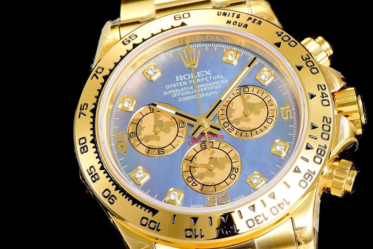 DAYTONA CUSTOM GOLD BLUE MOP DIAL