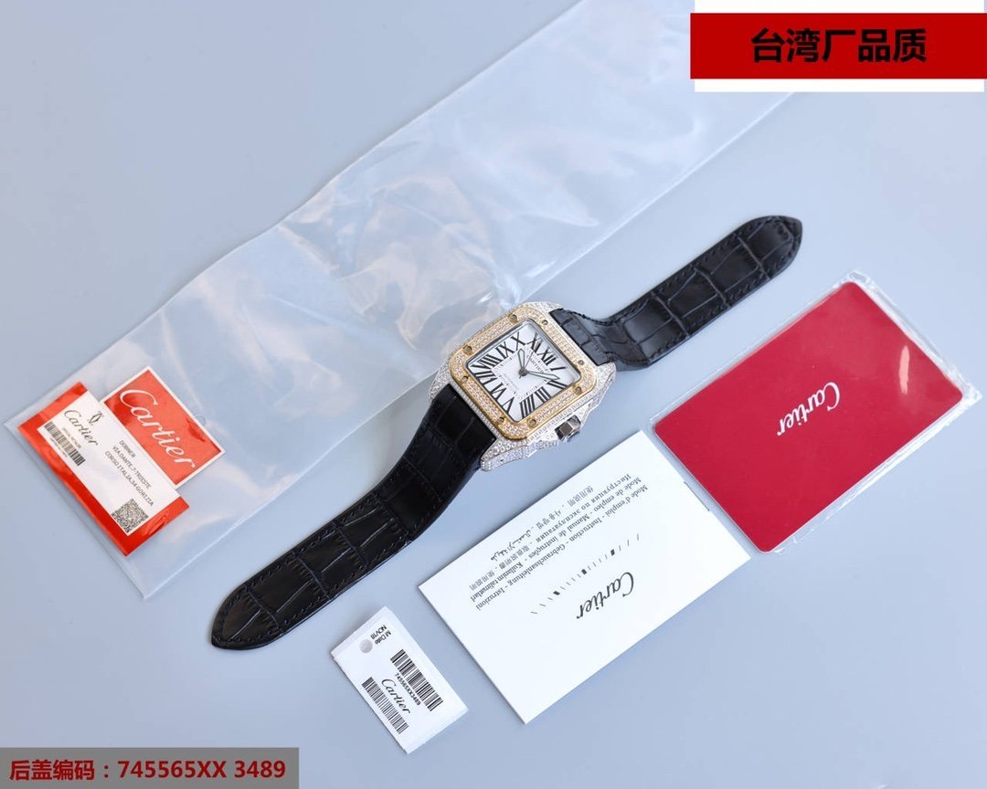 SANTOS 100XL 42MM DIAMOND GOLD BEZEL
