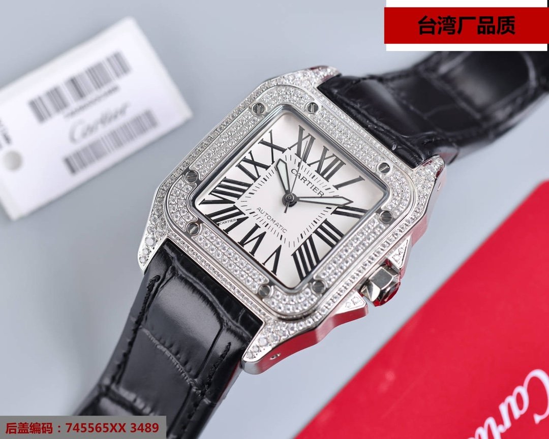 SANTOS 100XL 42MM DIAMOND STEEL CASE