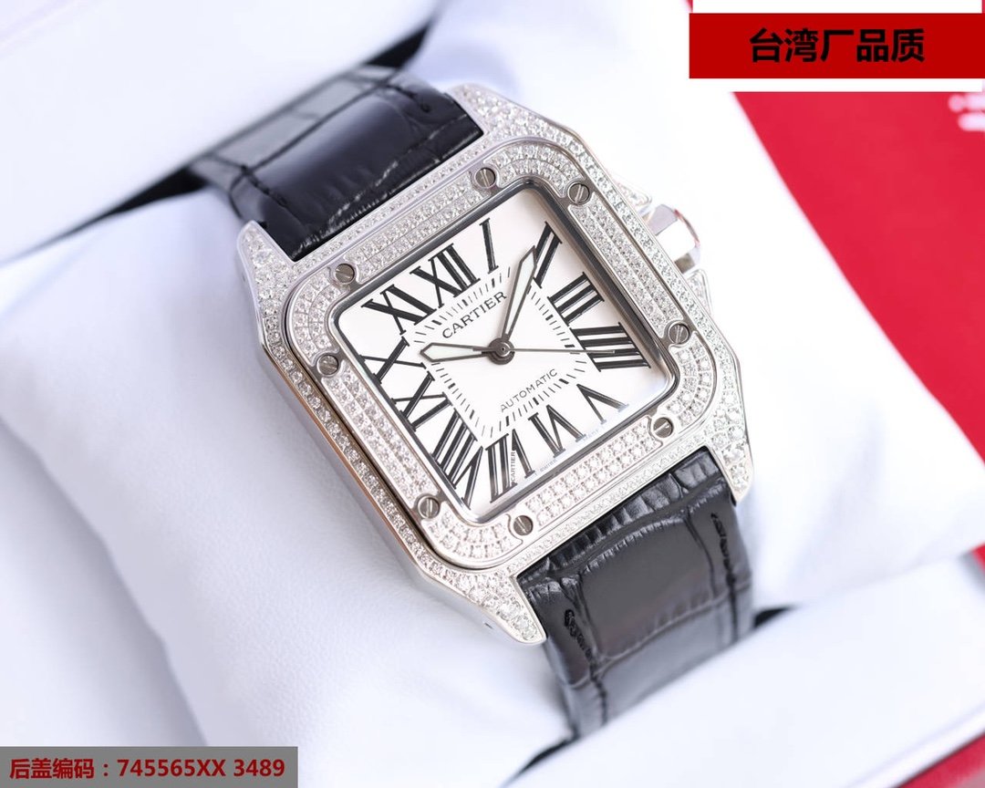 SANTOS 100XL 42MM DIAMOND STEEL CASE