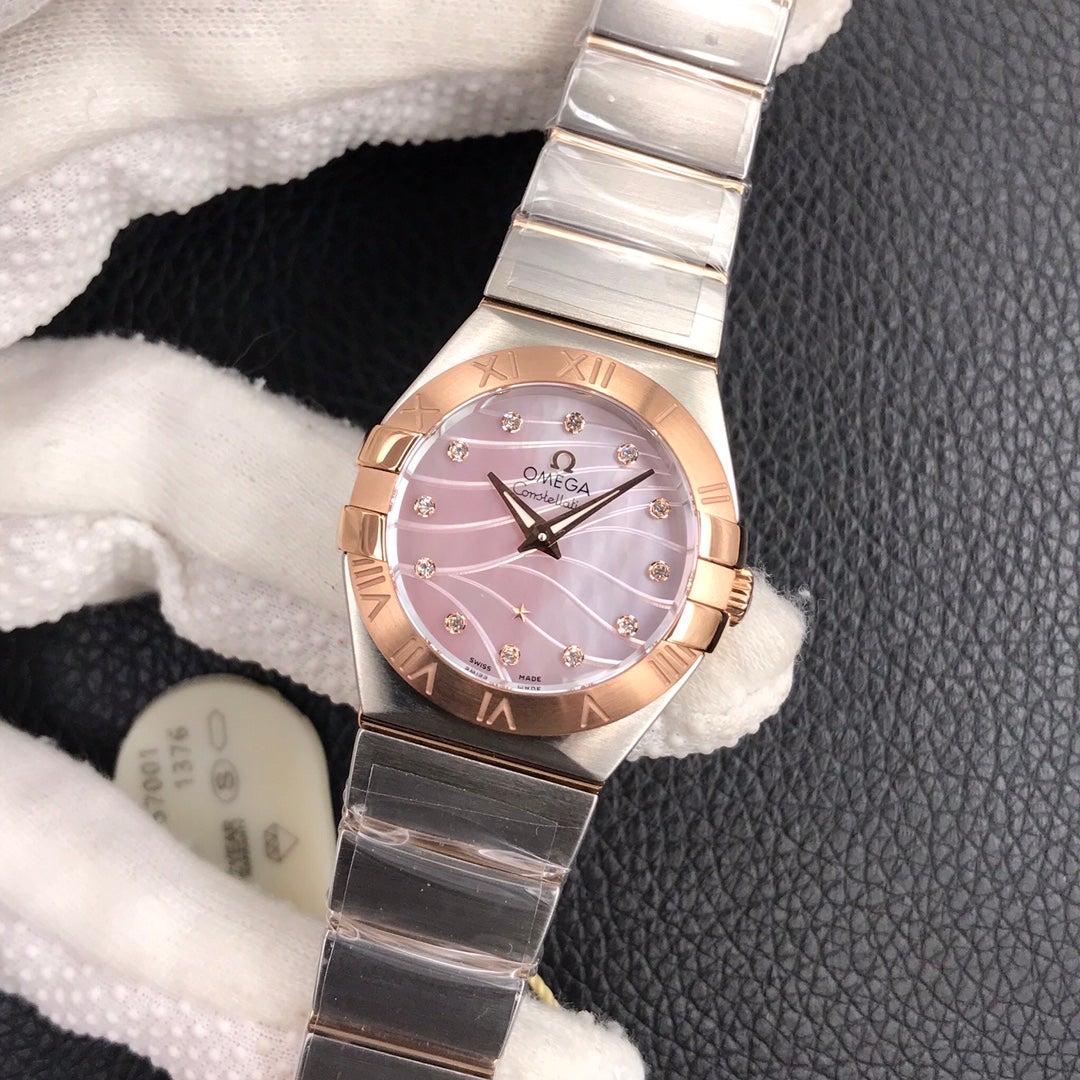 CONSTELLATION 27MM QUARTZ GOLD STEEL MOP DIAL