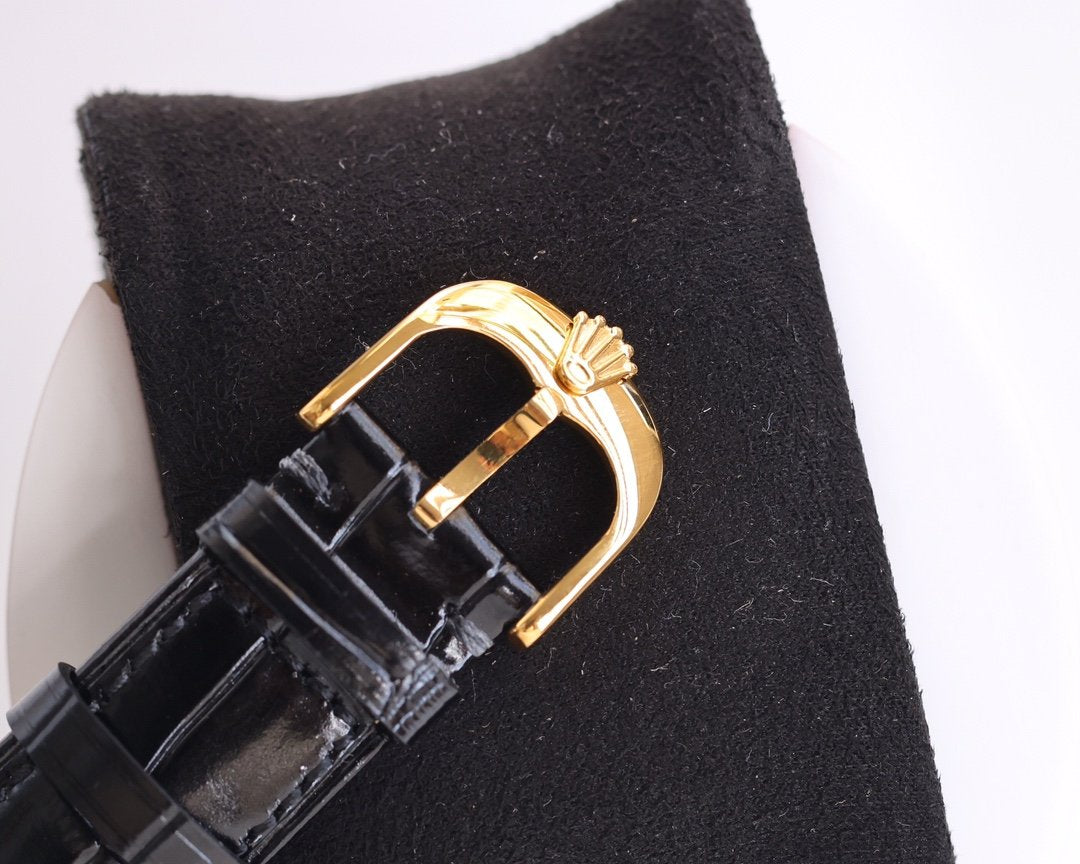 DATEJUST 40MM SMOOTH BEZEL GOLD CASE BLACK LEATHER