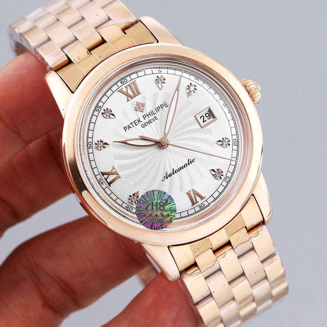 PATEK CALATRAVA 40MM WHITE DIAL DIAMOND BEZEL