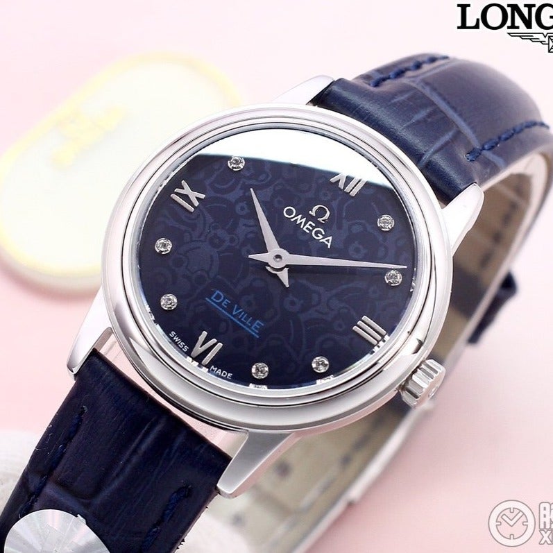 DEVILLE PRESTIGE 28MM QUARTZ BLUE DIAL DIAMOND NUMERALS