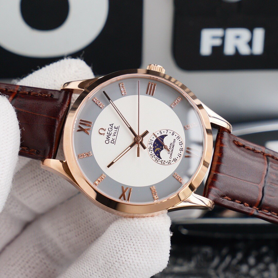 DEVILLE CHRONOMETER 40MM MOONPHASE WHITE GREY DIAL