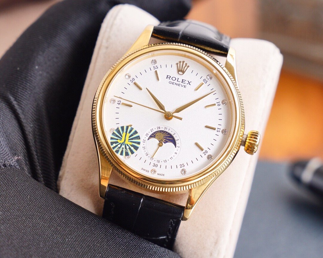 CELLINI 41 MOONPHASE GOLD CASE LEATHER