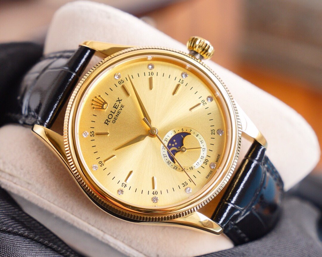 CELLINI 41 MOONPHASE GOLD CASE LEATHER