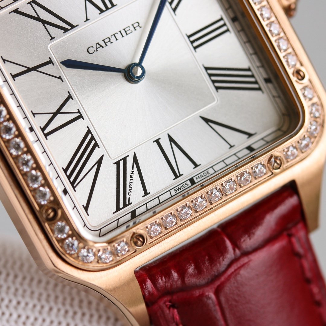 SANTOS DUMONT XL ROSE GOLD DIAMOND BEZEL
