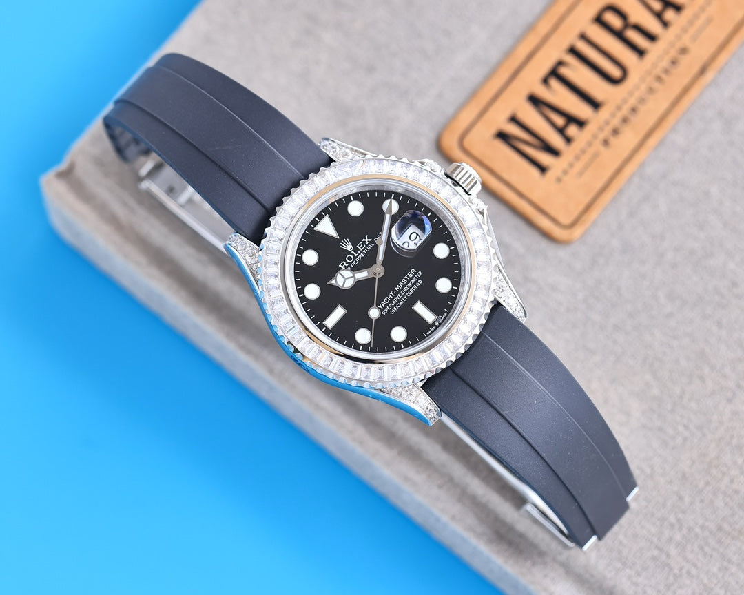 YACHT MASTER 42 CUSTOM DIAMOND BEZEL BLACK DIAL