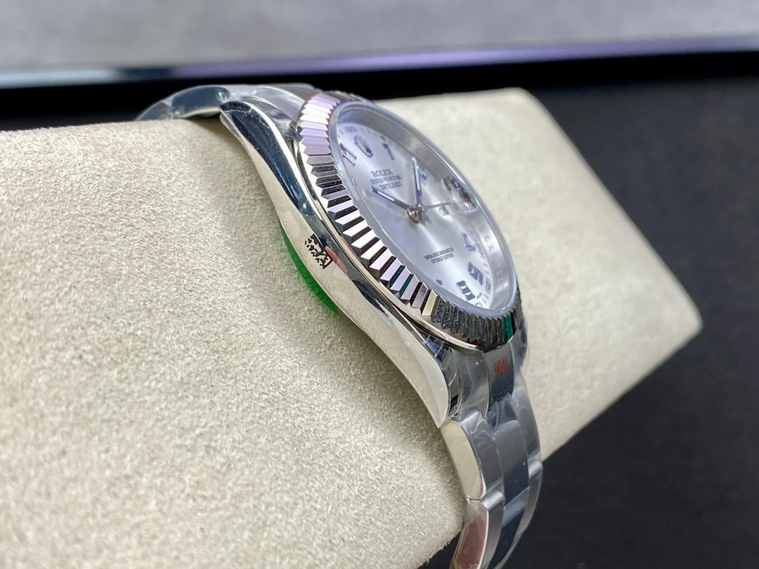 DATEJUST 41 LIGHT BLUE NUMERALS SILVER CASE