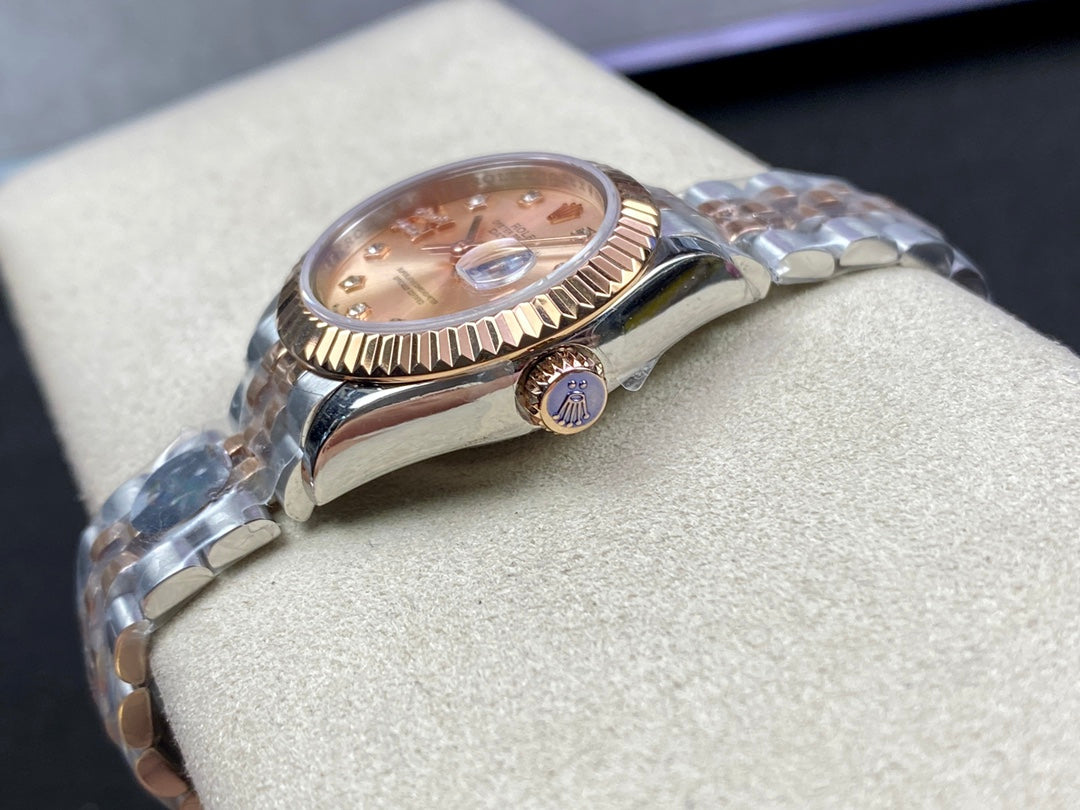 DATEJUST 28 TWO-TONE PINK GOLD STEEL