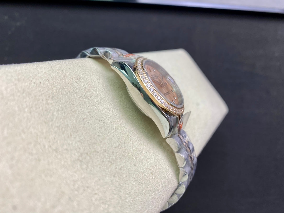 DATEJUST 28 TWO-TONE PINK GOLD DIAMOND BEZEL