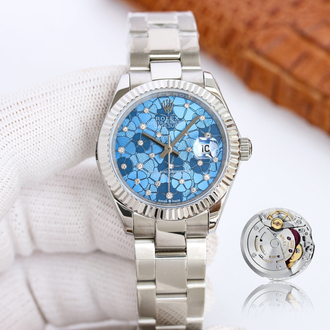 DATEJUST 31 SILVER BLUE FLOWER DIAL
