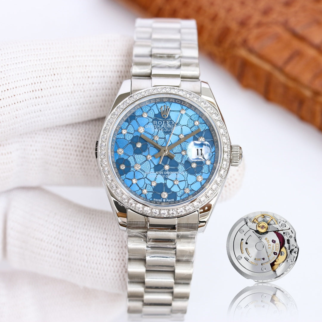 DATEJUST 31 SILVER BLUE FLOWER DIAL
